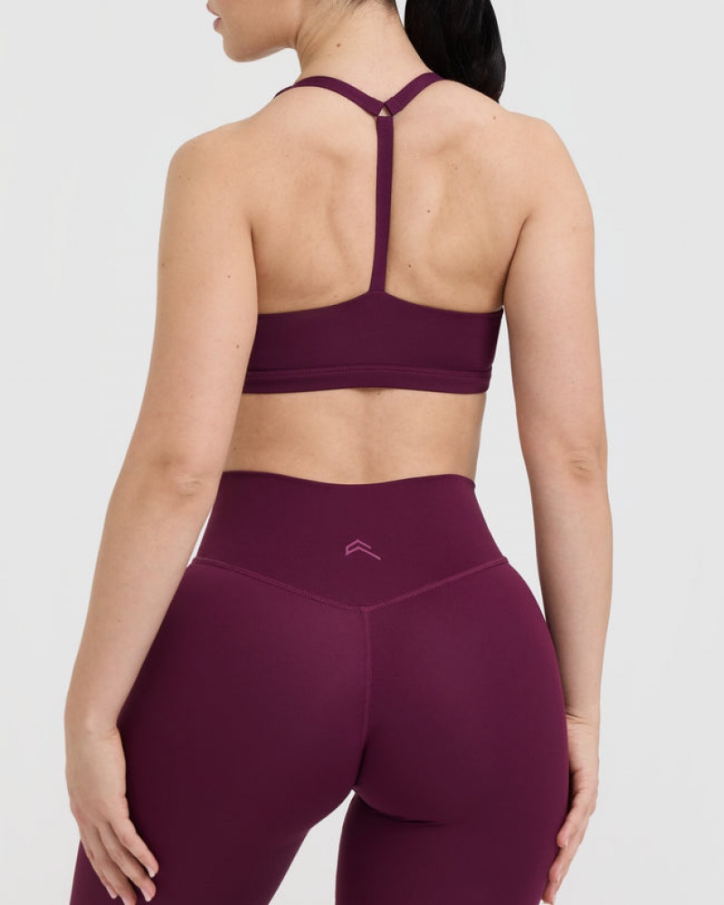 Oner Active Timeless Square Neck Sports Bras Bordeaux | YVN-183240